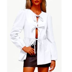 AUTOMET Women Tie Front PeplumTops.